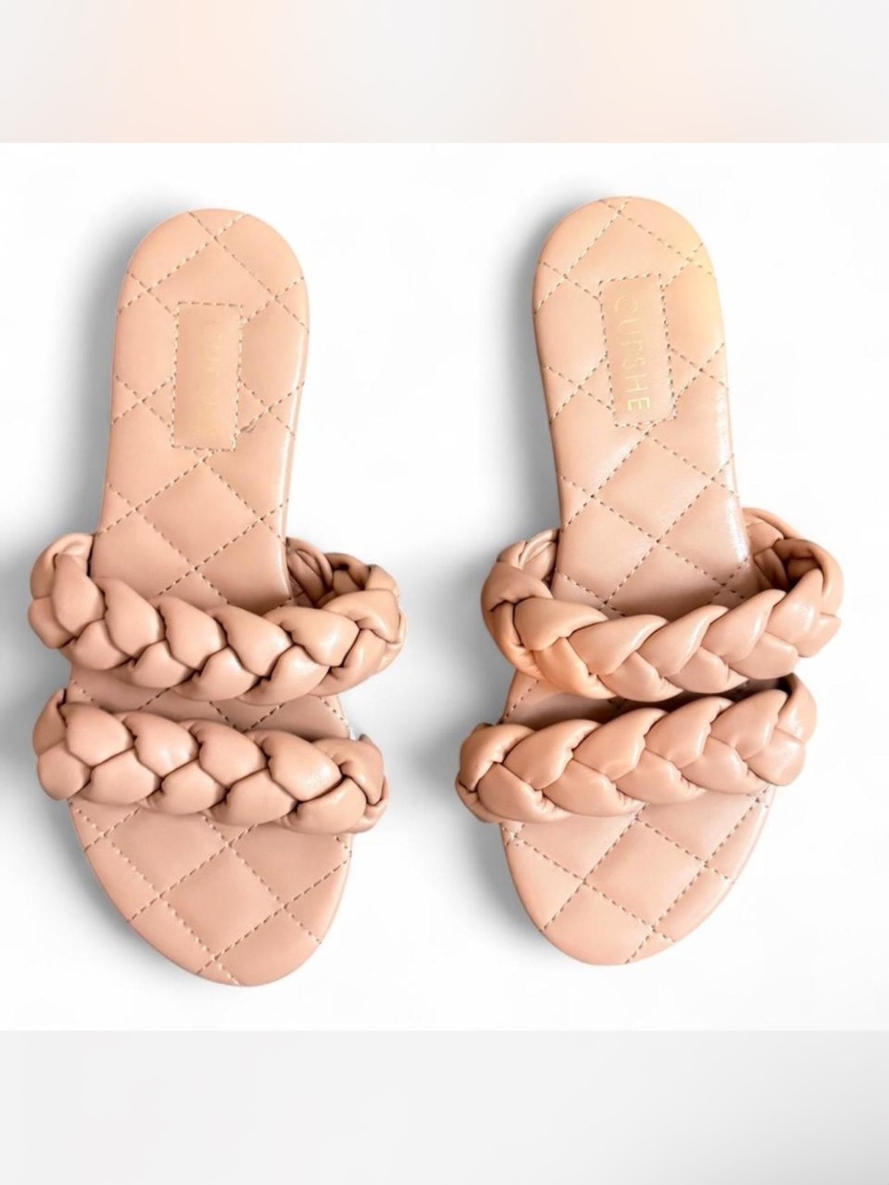 Cupshe Women’s Size 7 Blush Pink Faux Leather Braided Summer Vacation Sandals